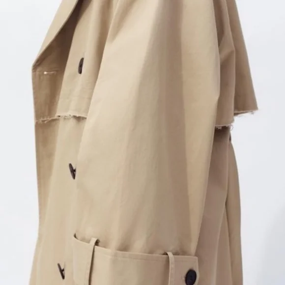 Zara Light Beige Belted Trench Coat - Picture 4 of 12